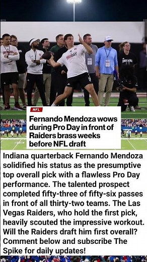 Fernando Mendoza Dominates Pro Day With Raiders Watching! 🏈 #Raiders #NFLDraft #NFL