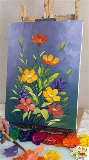 9.2K views · 83 reactions | How to Paint a Bright Wildflower Bouquet | Easy Acrylic Floral Painting for Beginners | Acrylic Skills | Facebook