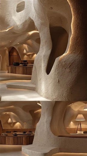 home with soft organic curves cave like walls 2