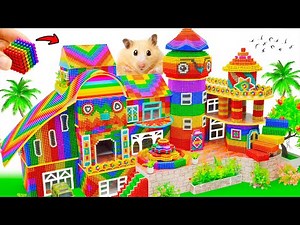 Build Funny Summer Playground With Rainbow Slides And Cotton Ball Pool ASMR Satisfying