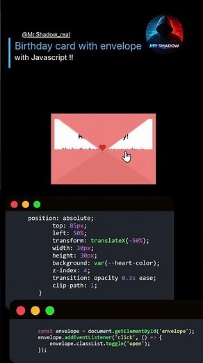 I Built an Interactive Envelope Animation Using Pure HTML CSS 😍#javascript