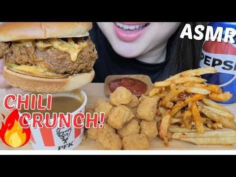 ASMR *New CHILI CRUNCH Sandwich and Chili FRIES NO Talking Eating Sounds | N.E Let's Eat