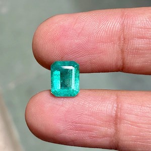 Bluish Green Emerald Cut Emerald Gemstone: 2.94 Carats, 10x8 MM - Etsy