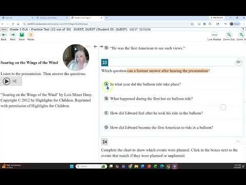 3rd Grade Smarter Balanced Assessment Computer Adaptive Test (CAT) Listening Practice Test ?'s 22-30