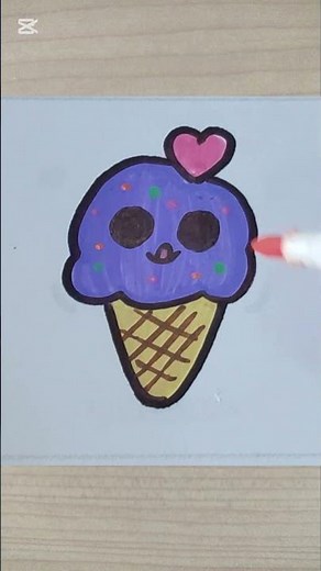 Sweet Purple Ice Cream Cone Doodle! 🍦💜 Satisfying Treat Art!