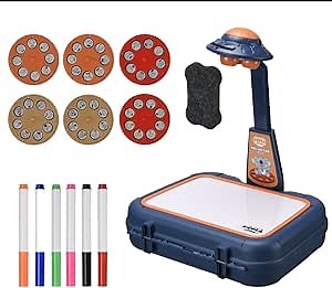 Drawing Projector for Kids with 6 Slides and 6 Markers, Art Tracing and Painting Toy, Educational Preschool Learning Tool for Boys and Girls, Portable Doodle Board
