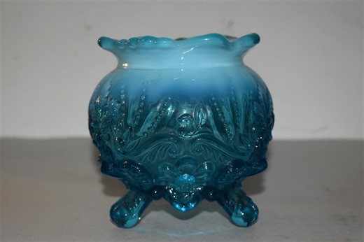 Vintage SOWERBY Blue Opalescent Glass Rose Bowl: Piasa Bird Pattern - Etsy