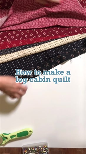 Learn how to make a log cabin quilt with us! #logcabinquilt #quiltingtiktok #quiltingismytherapy #quiltingtutorial