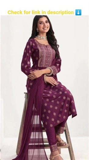 Women cotton blend kurti pant duppata set.Link↓
