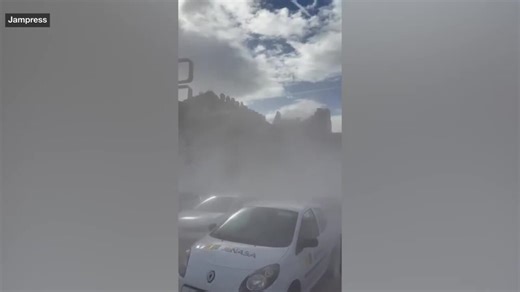 Dramatic moment tourists flee as historic castle collapses