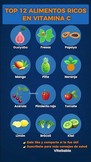 Top 12 alimentos ricos en vitamina C