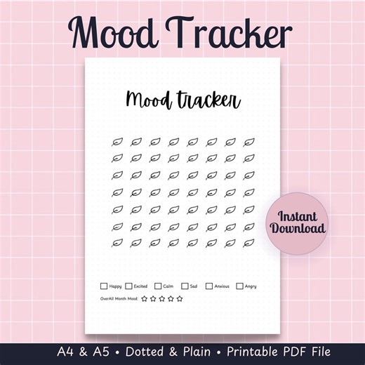 Leaves Mood Tracker - Printable Autumn Daily Feeling Journal (digital Download A4/A5) - Etsy