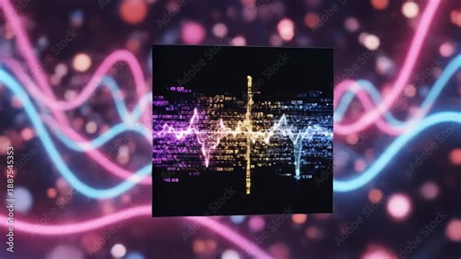 Abstract Digital Sound Wave Visualizer and Data Grid Cube Animation