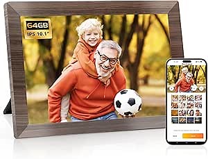 10.1 Inch Smart Digital Picture Frame,1280x800 HD IPS Touch Screen,64GB Large Storage,2GB RAM, WiFi Digital Photo Frame Load from Phone, Motion Sensor, Auto-Rotate, Digital Frame