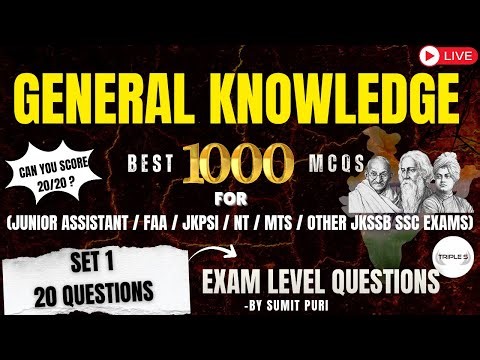 General Knowledge Set 1 || Can you Score 20/20 ? || Best 1000+Important MCQS or All JKSSB SSC EXAMS