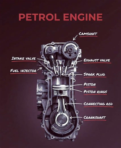 petrol engine parts name and diagram #automobile