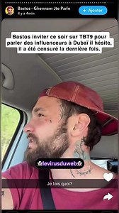 Bastos is a guest on TBT9 tonight to talk about influencers in Dubai; he's afraid of being censor...