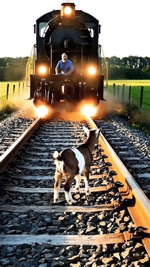 Unbelievable Rescue! Train Stops to Save Baby Goat 🐐❤️ GoatRescue #TrainRescue #AnimalRescue