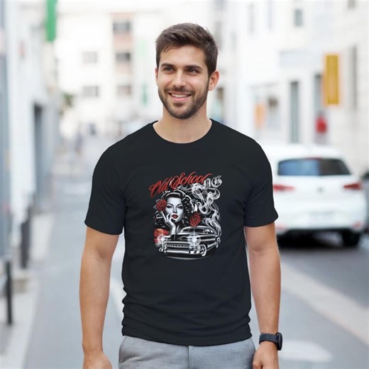 Old School OG Hot Rod T-shirt, Vintage Pin up Girl Shirt, Classic Car Graphic Tee, Rockabilly Retro Muscle Car Shirt, Greaser Street Rod Tee - Etsy