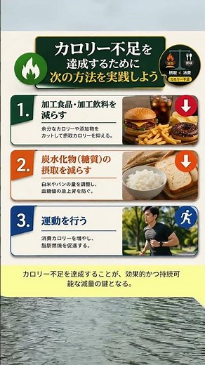 カロリー不足を達成するには、以下の手順に従ってください。