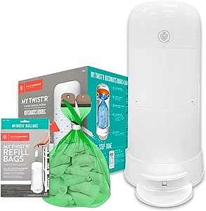 Prince Lionheart My Twist’R Diaper Pail with Refill Bags Included - Hands Free Patented Design Completely Eliminates Odors - Easy to Use, Customize to Match Nursery