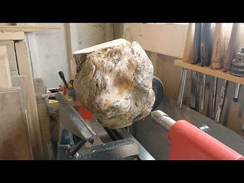Woodturning a Silver Birch burl bowl.