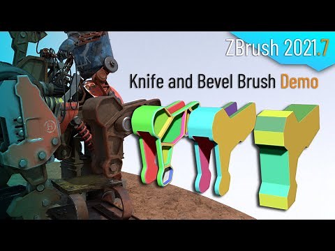 086 Zbrush 2021.7 - Bevel and Knife Brushes Demo! Creating a lightweighted mech component