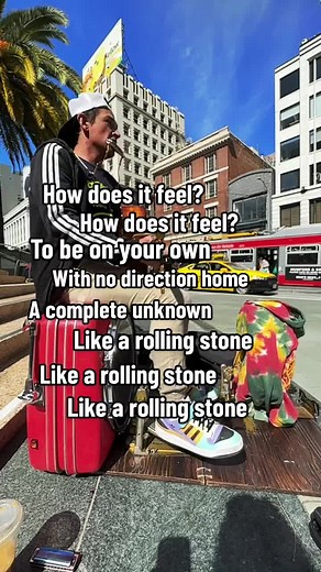 Busker Performing Like a Rolling Stone by Bob Dylan in San Francisco