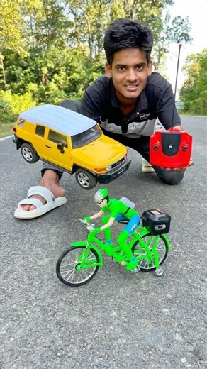 RC FJ Cruiser Vs Green Cycle Rider 🚙💚 | Epic Road Test🔥