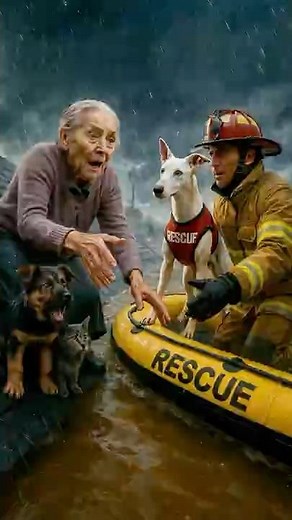 DOG SAVES BABY ANIMALS AND OLD WOMAN FROM FLOOD
