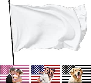 Custom Flag 3x5 FT Design Your Own Logo/Image/Text Double Sided Customize Banner Personalized Business Activities Decoration Outdoor Advertising Flags, Pure white