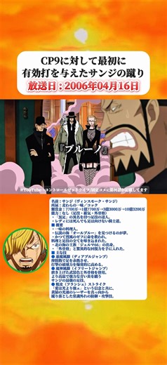 CP9に対して最初に有効打を与えたサンジの蹴り 【ワンピース】