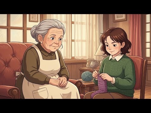 Cozy rainy day with Grandma Teaching Me How to Knit My First Sweater 🧶 | Ghibli-style video