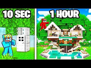 10 Seconds vs 1 Hour MODERN TREE HOUSE Build Challenge!