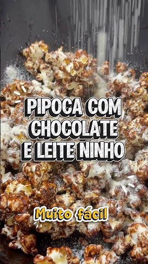 Pipoca de chocolate com leite em pó! #pipoca #receitas #doces