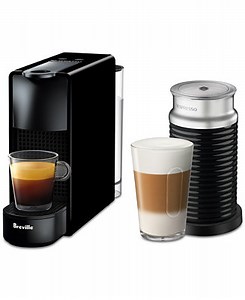 Nespresso Original Essenza Mini Espresso Machine by Breville, Black with Aeroccino Milk Frother - Macy's