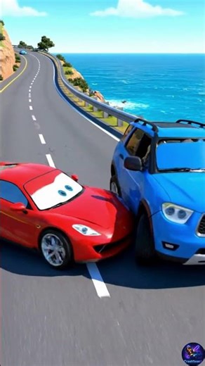 Roundabout Cartoon Car Crash Animation #shorts #trending #gaming #beamngdrive