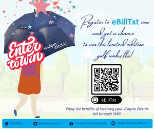 87 reactions · 31 comments | View your bill anytime, anywhere with eBillTxt. REGISTER NOW and get a chance to win this limited edition golf umbrella. Simply comment down below screenshot of your proof of registration. Ten lucky winners will be chosen and will be announced on June 24, 2022. Click here to register: https://forms.gle/UAej3qdSvdRZEsqM9 | Visayan Electric Co. | Facebook