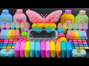 ASMR Giant Pastel Butterfly Slime⭐️Mixing Makeup,Eyeshadow,Shiny Things into Slime #Satisfying
