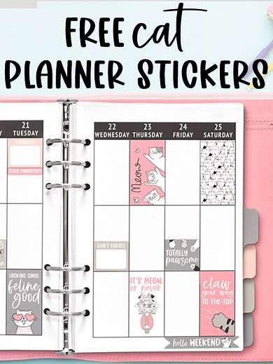 Cat Planner Stickers - Free Digital and Printable Cat Stickers