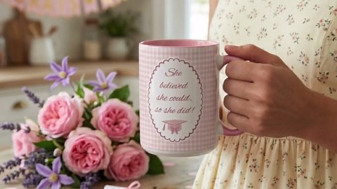 Class of 2026 Graduation Coffee Mug | Graduation Gift, Custom Name, Custom Degree, Pink Gingham - Etsy