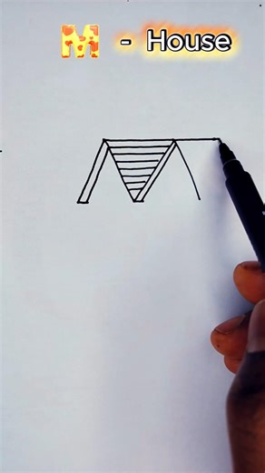 How to Draw a House Using the Letter M 🏠 | Easy Letter Drawing Tutorial for Beginners #drawing