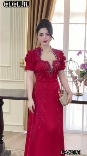 0590 💎 Đầm thiết kế cao cấp với điểm nhấn đính đá thủ công ✨- Đặt hàng : 0345.222.227