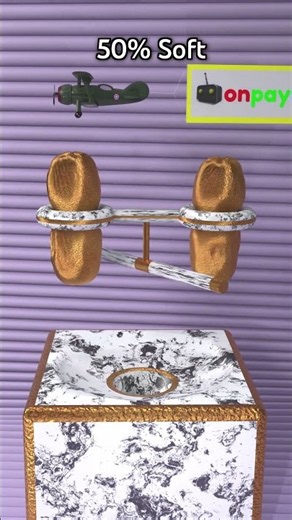 0% Rigid vs 100% Twin Gold Cylinders Balance Beam Drop ¦ 3DCG Soft Physics Simulation