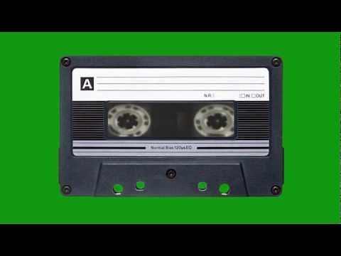 Cassette tape playing on green screen