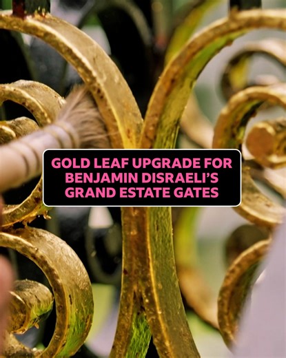 9.2K views · 128 reactions | Bringing back the bling to Disraeli's gates: blacksmith David puts the finishing gold leaf touches to a set of grand gates at Hughenden Manor, the country home of Queen Victoria’s ‘favourite prime minister’, Benjamin Disraeli.  Watch Hidden Treasures of the National Trust on Fridays at 9pm on BBC Two; the full series is streaming now on #iPlayer. | BBC Arts | Facebook