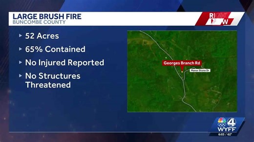 Brush fire burns 52 acres in Buncombe County