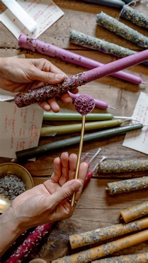 ANIMA MUNDI HERBALS on Instagram: "🕯️ Each candle speaks a language of light. Before candles were décor, they were devotion. Fire was prayer. Wax was medicine. Every ingredient (herb, oil, resin) was chosen to infuse the flame with intention. Our long-awaited Ritual Candles (crafted in collaboration with @crescentandcraft) are finally here!! Poured with organic beeswax + soy wax, each stick is infused with symbolic herbs and colors to illuminate your sacred space. 🔥 Decode their 