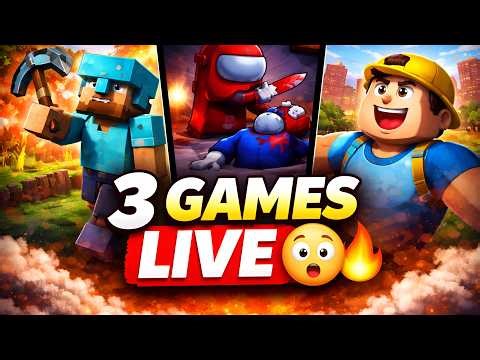 3 Games, 1 Stream 😈 Minecraft ➝ Among Us ➝ Roblox LIVE!