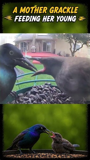 A Mother Grackle Feeding Her Young 🐦❤️